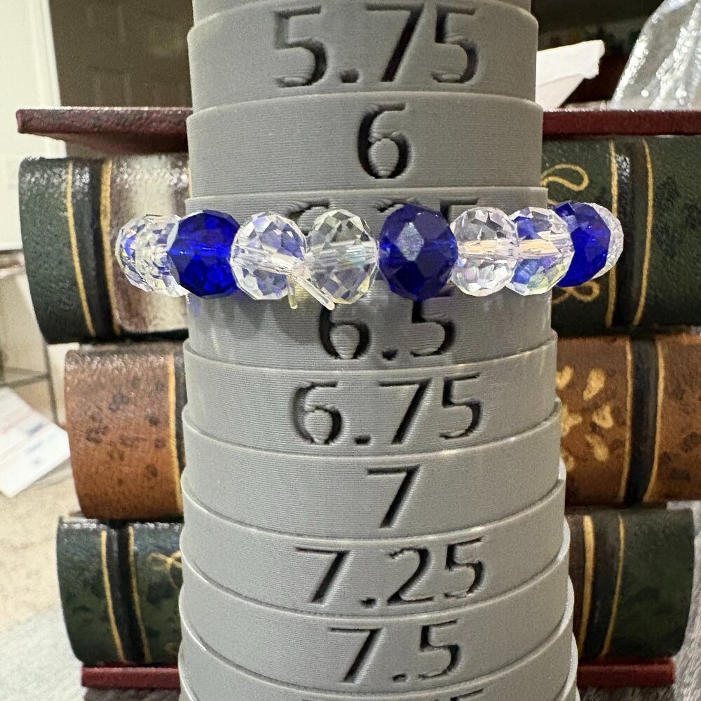 Evil Eye Protection Stretchy Bracelet Cobalt Blue/Clear Faceted Crystal Beads - Picture 6 of 6